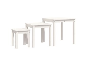 vidaXL Tafeltjesset Grenenhout Wit - 60% Korting