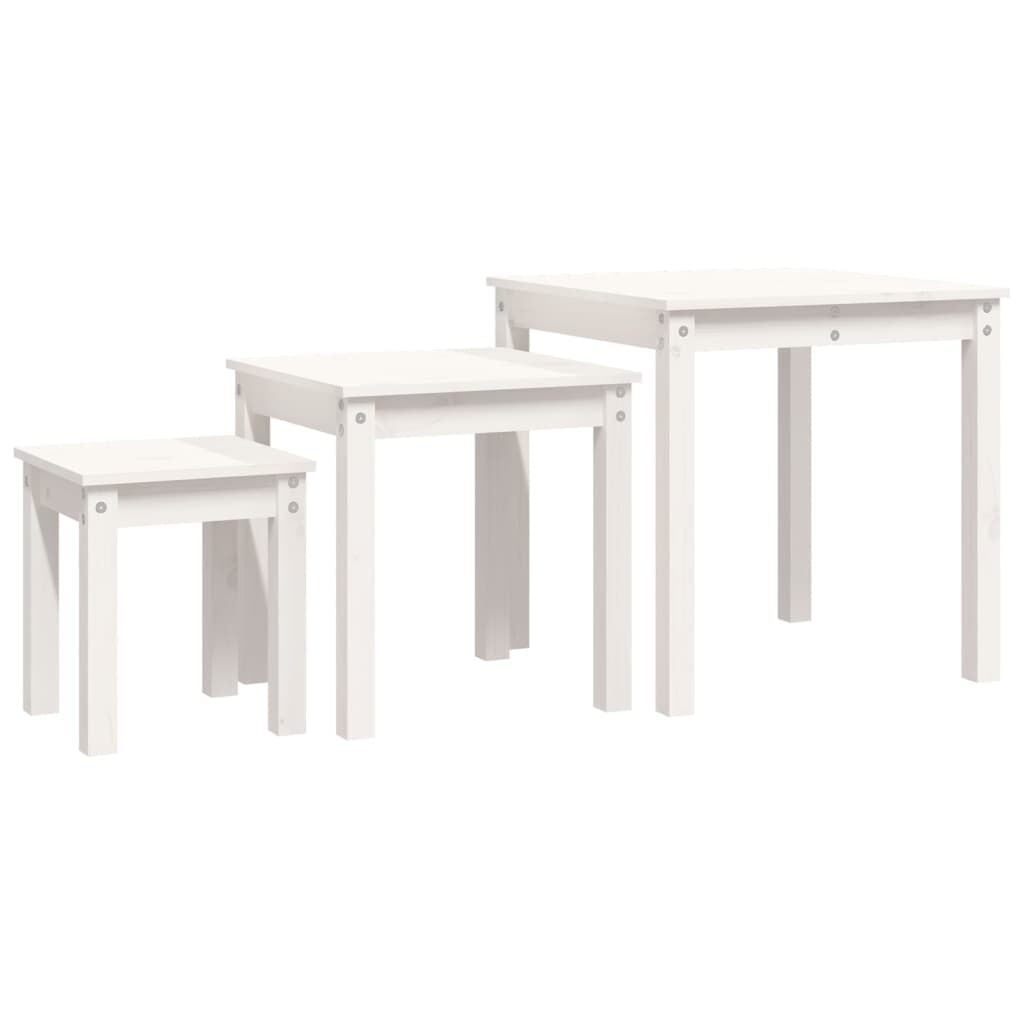 vidaXL Tafeltjesset Grenenhout Wit - 60% Korting