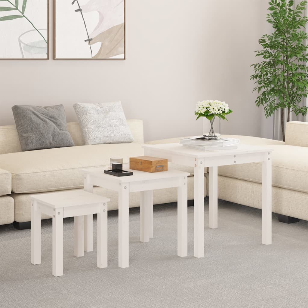 vidaXL Tafeltjesset Grenenhout Wit - 60% Korting