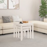 vidaXL Tafeltjesset Grenenhout Wit - 60% Korting