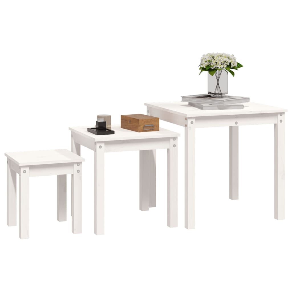 vidaXL Tafeltjesset Grenenhout Wit - 60% Korting