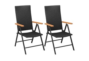 VidaXL Tuinstoelen Set: Stapelbaar Poly Rattan Zwart - 54% Korting!