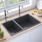 vidaXL Gootsteen RVS Zwart - 30% Korting