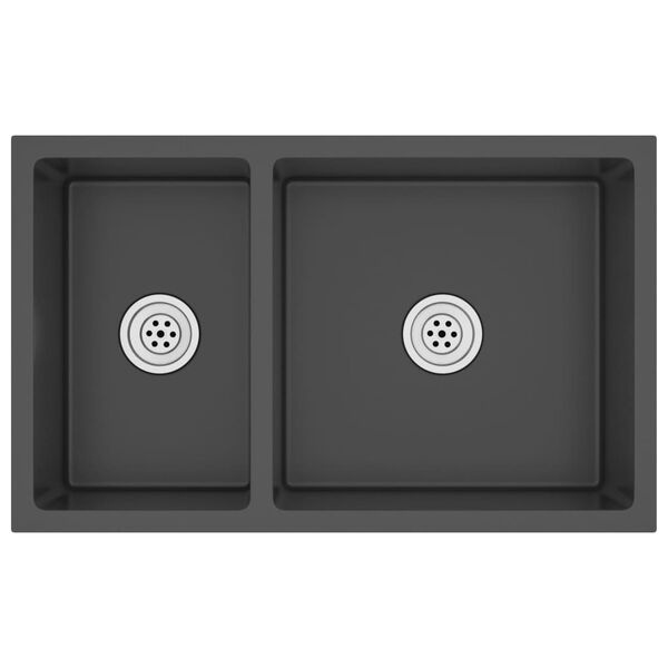 vidaXL Gootsteen RVS Zwart - 30% Korting