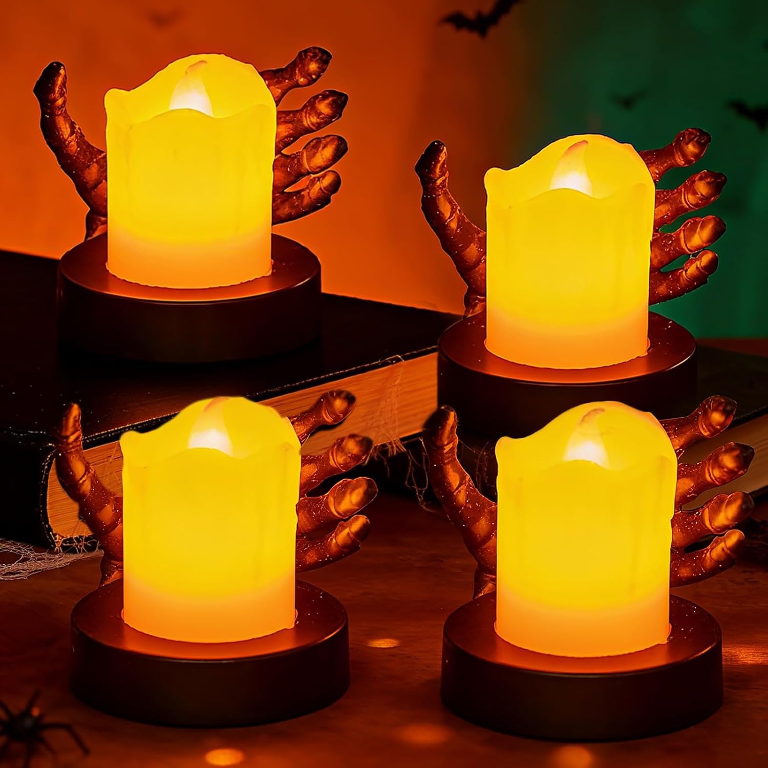LED Vlamloze Halloween Kaarsen 4 stuks - 70% Korting