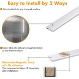 Klighten 2 stuks kastlampen met bewegingsmelder, 60 cm led-nachtlampje met 113 leds, USB-oplaadbaar, batterij-keukenlamp, kastverlichting, onderbouwlamp, auto/on/off, koud wit, zilver