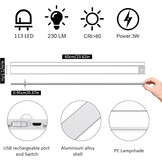 Klighten 2 stuks kastlampen met bewegingsmelder, 60 cm led-nachtlampje met 113 leds, USB-oplaadbaar, batterij-keukenlamp, kastverlichting, onderbouwlamp, auto/on/off, koud wit, zilver