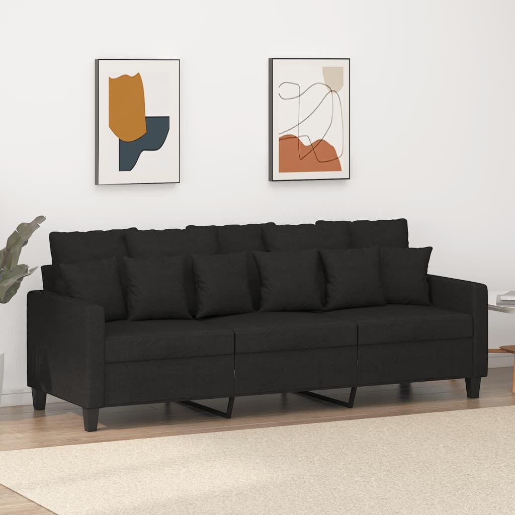 vidaXL Driezitsbank 180 cm stof zwart - 35% Korting!