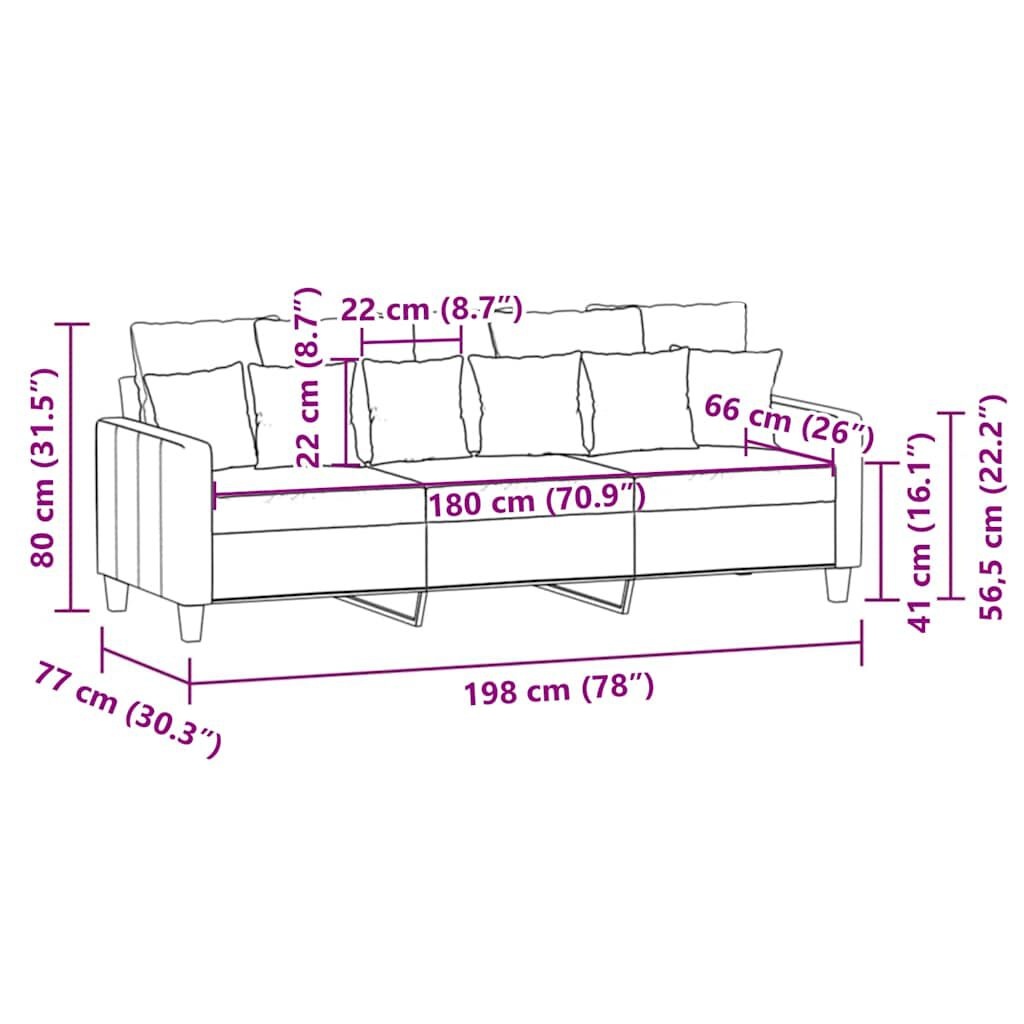 vidaXL Driezitsbank 180 cm stof zwart - 35% Korting!