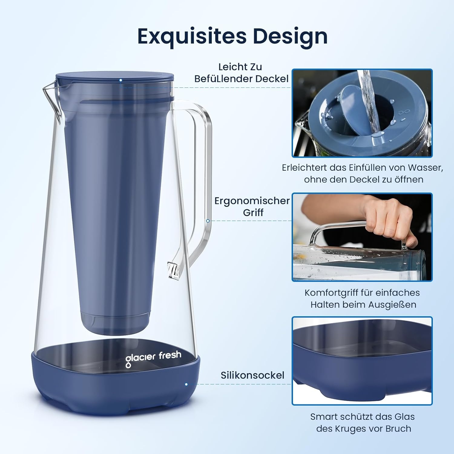 Waterfilterkan Glas 3L - Blauw - 27% Korting!