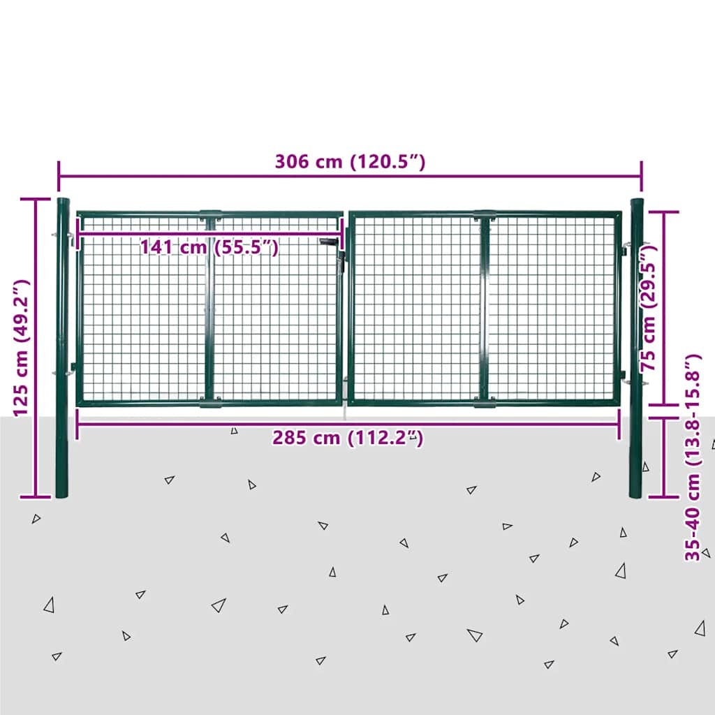 VidaXL Tuinpoort Donkergroen 289x75cm - 35% Korting!