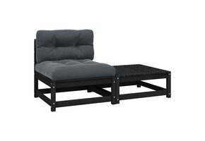 vidaXL Loungeset Grenenhout Zwart (35% Korting)