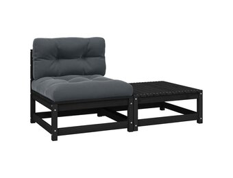 vidaXL Loungeset Grenenhout Zwart (35% Korting)