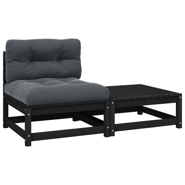 vidaXL Loungeset Grenenhout Zwart (35% Korting)