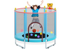 Kindertrampoline 150cm + Veiligheidsnet & Basketbal - 29% Korting!