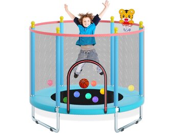Kindertrampoline 150cm + Veiligheidsnet & Basketbal - 29% Korting!