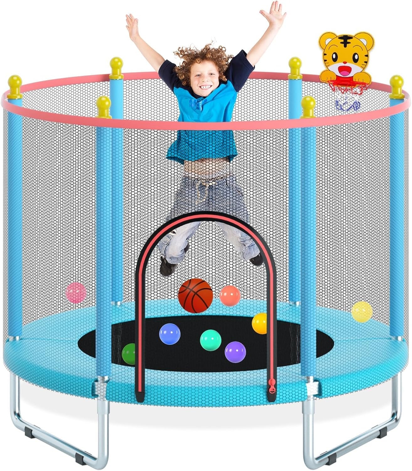 Kindertrampoline 150cm + Veiligheidsnet & Basketbal - 29% Korting!