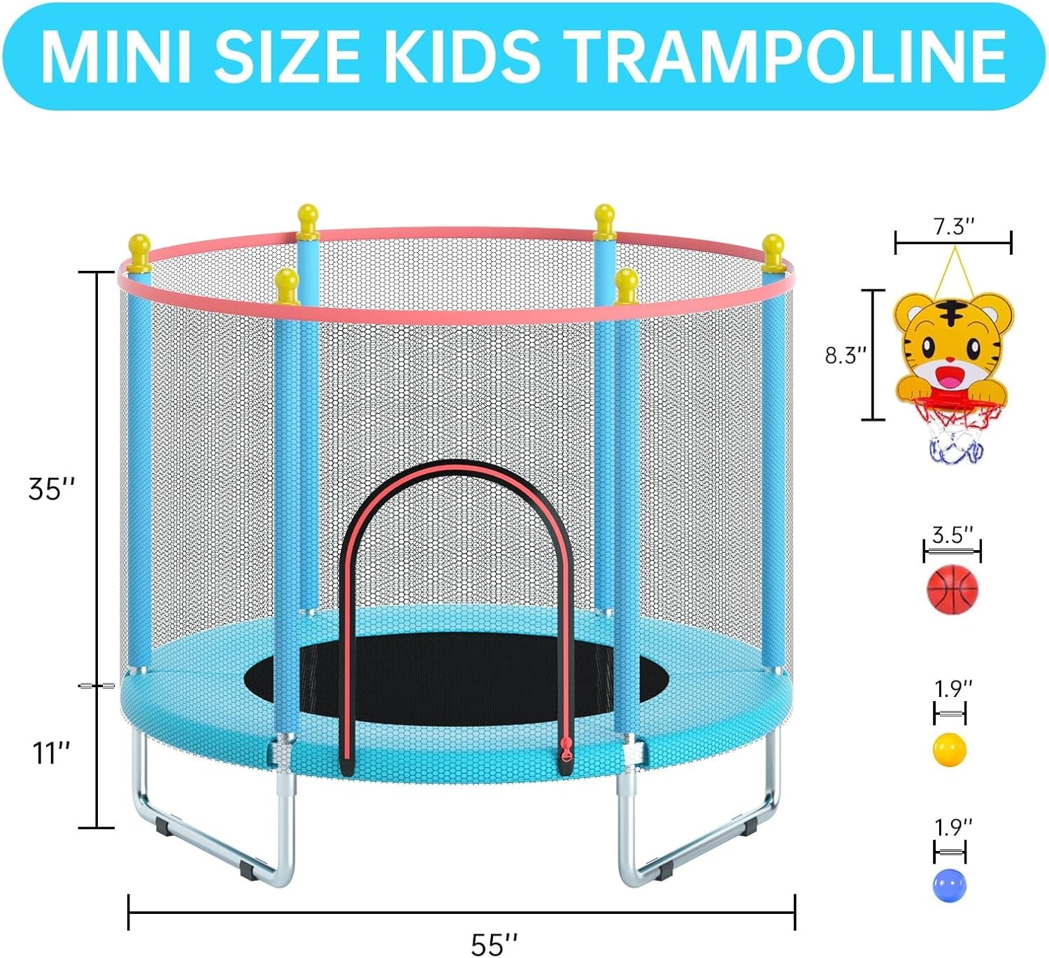 Kindertrampoline 150cm + Veiligheidsnet & Basketbal - 29% Korting!