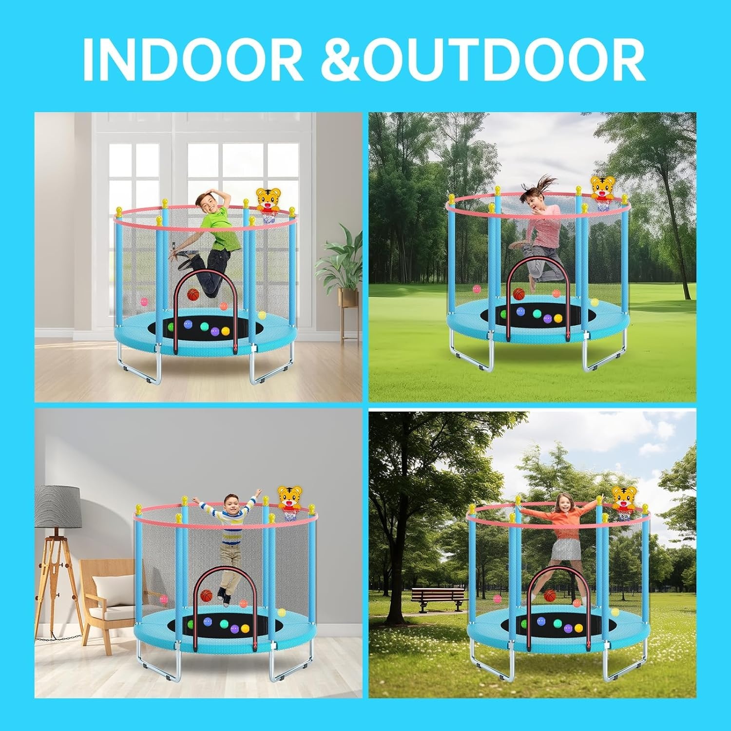 Kindertrampoline 150cm + Veiligheidsnet & Basketbal - 29% Korting!