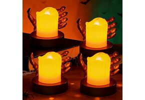 4x Vlamloze LED Kaarsen Theelichtjes Halloween Decoratie