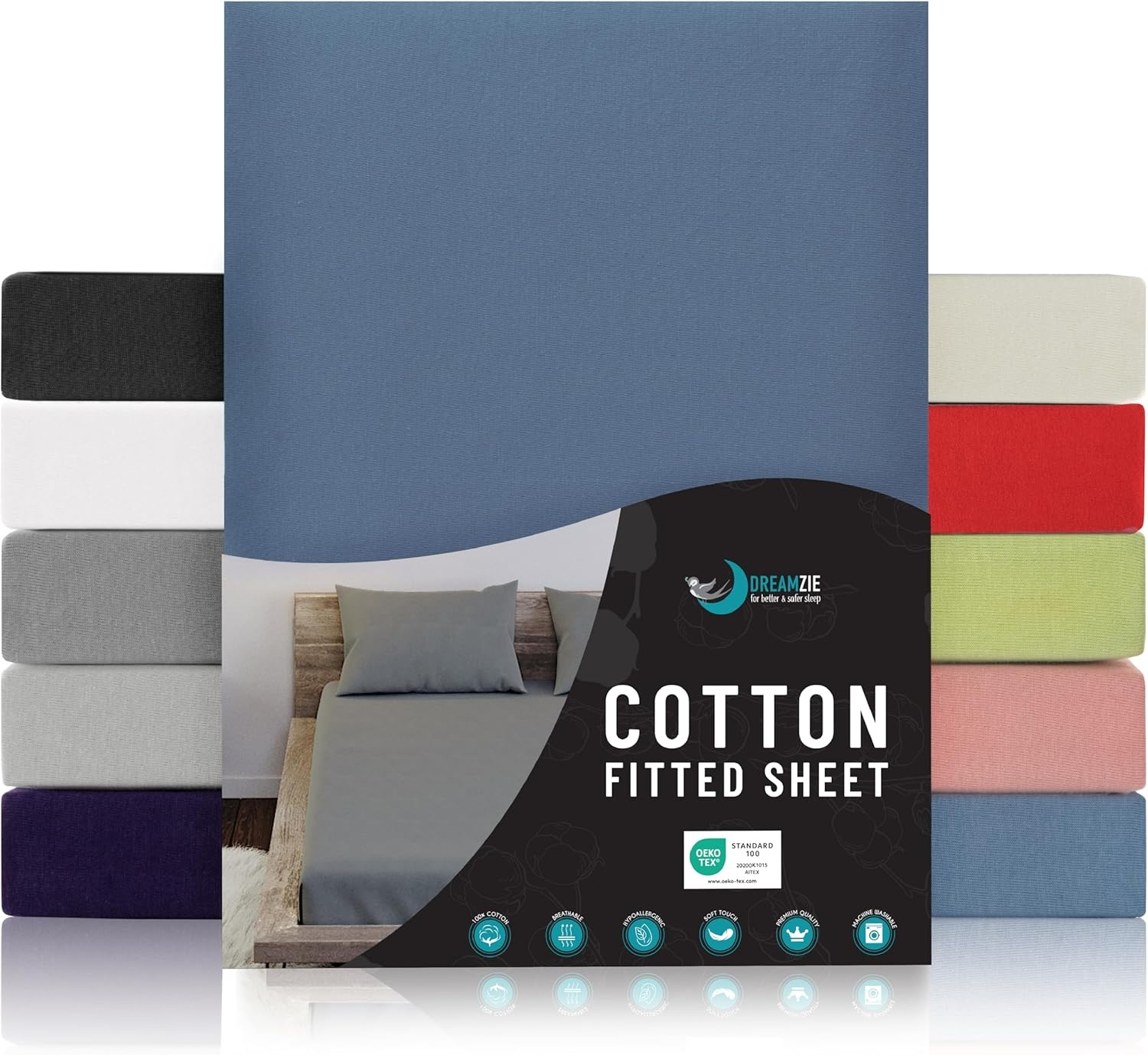 Blauw Jersey Katoenen Hoeslaken | 120x200 cm | 27% Korting