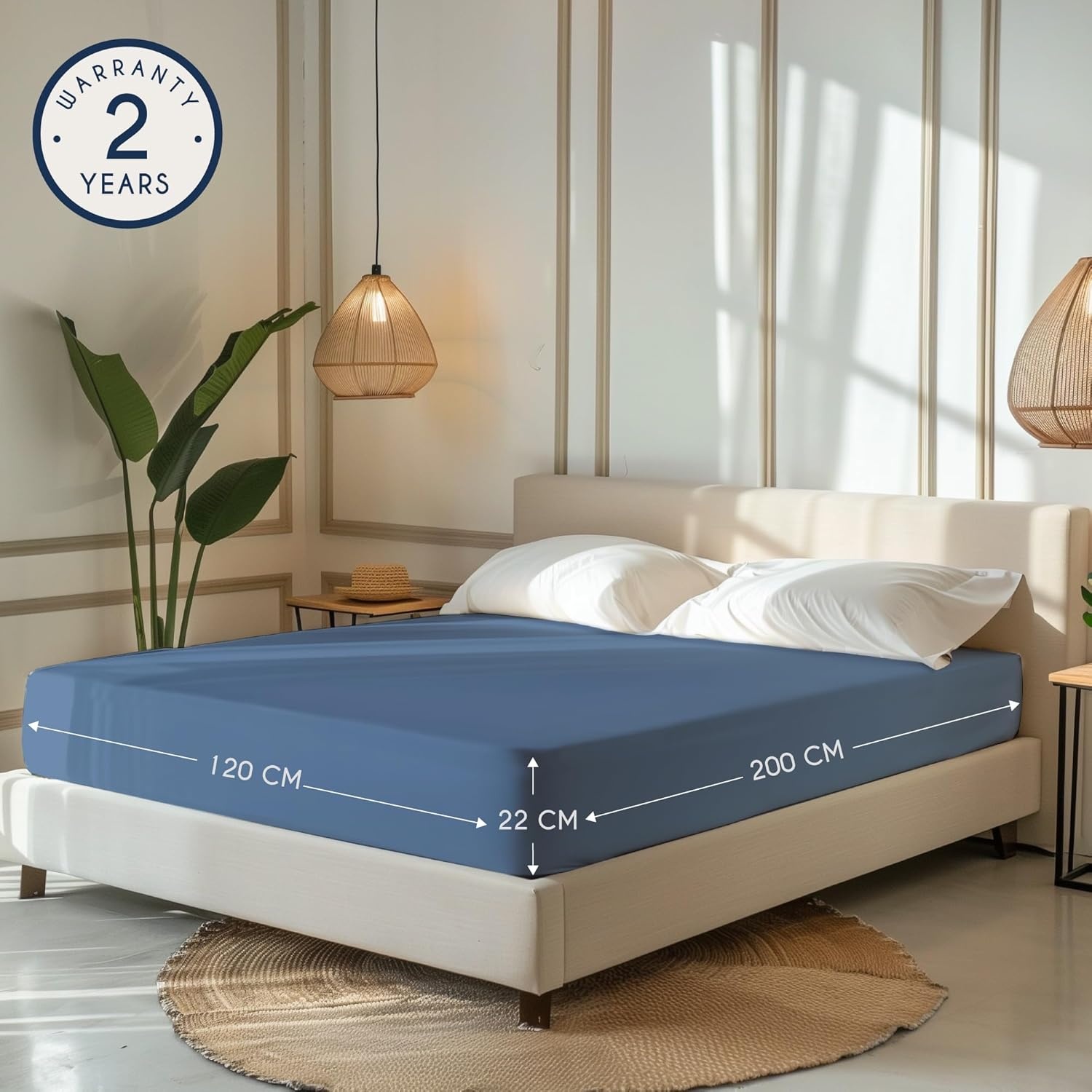 Blauw Jersey Katoenen Hoeslaken | 120x200 cm | 27% Korting