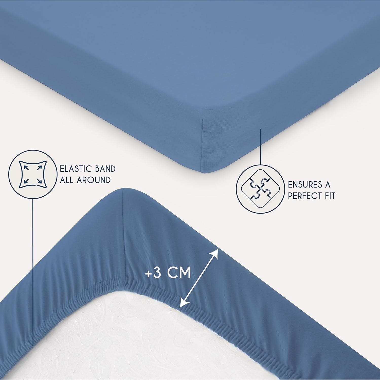 Blauw Jersey Katoenen Hoeslaken | 120x200 cm | 27% Korting