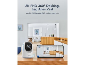 GNCC 2K Beveiligingscamera Binnen - 360° Nachtzicht & Bewegingsdetectie (27% Korting)