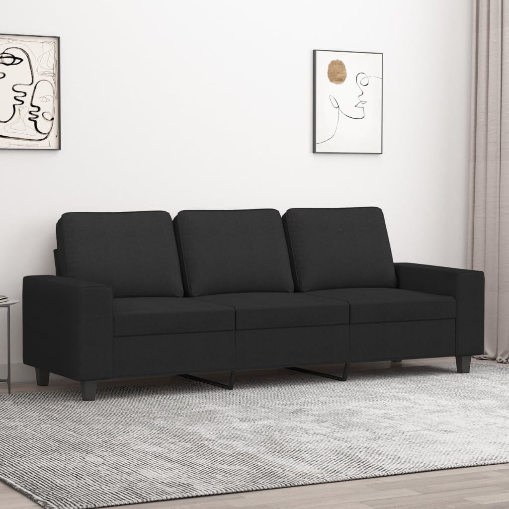 VidaXL Driezitsbank 180 cm stof zwart - 35% Korting!