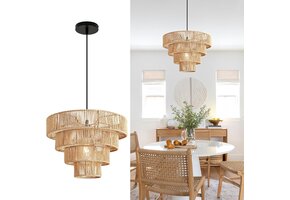Rattan Boho Hanglamp Ø40cm E27 Verstelbaar Bruin - 29% Korting