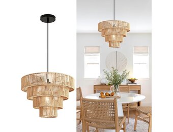Rattan Boho Hanglamp Ø40cm E27 Verstelbaar Bruin - 29% Korting
