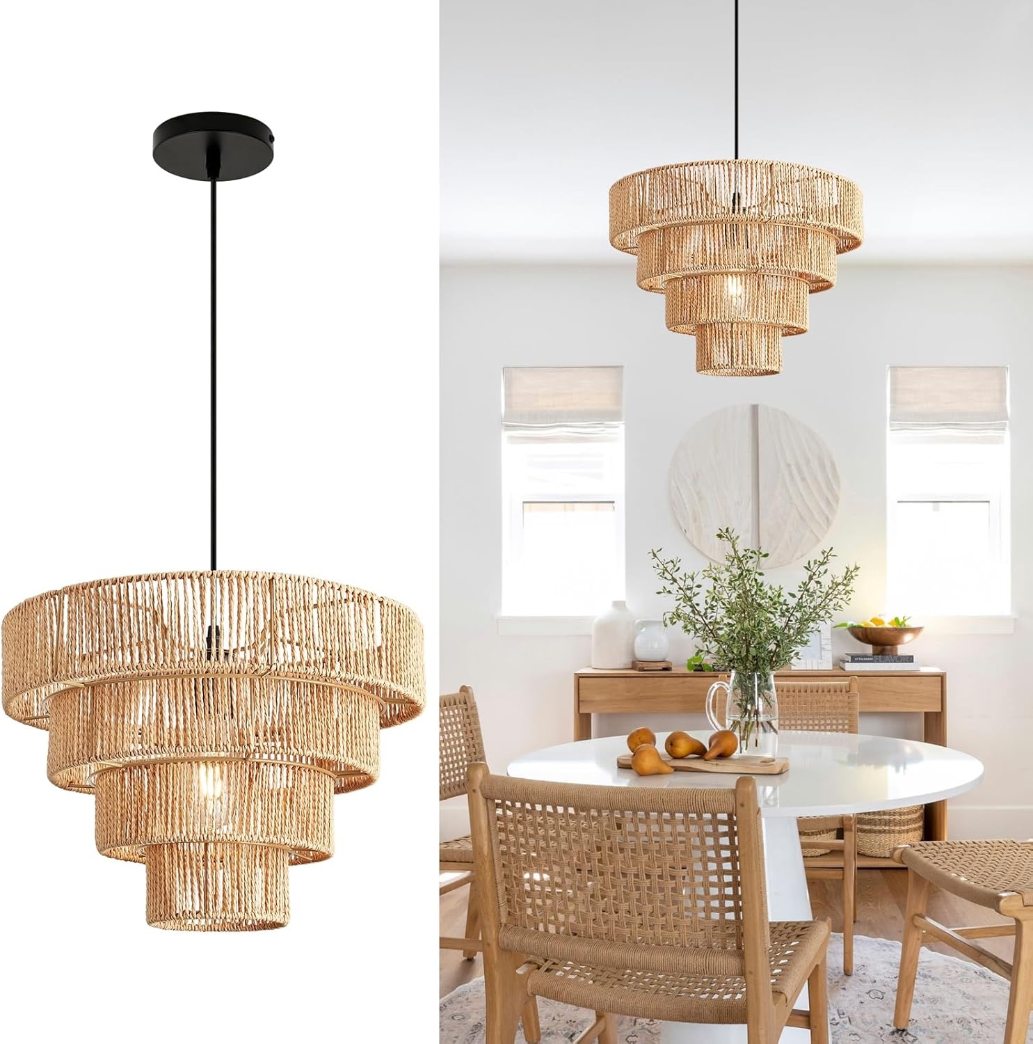 Rattan Boho Hanglamp Ø40cm E27 Verstelbaar Bruin - 29% Korting