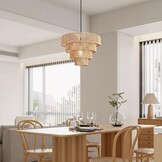 Rattan Boho Hanglamp Ø40cm E27 Verstelbaar Bruin - 29% Korting