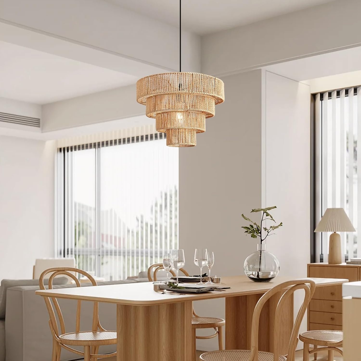 Rattan Boho Hanglamp Ø40cm E27 Verstelbaar Bruin - 29% Korting