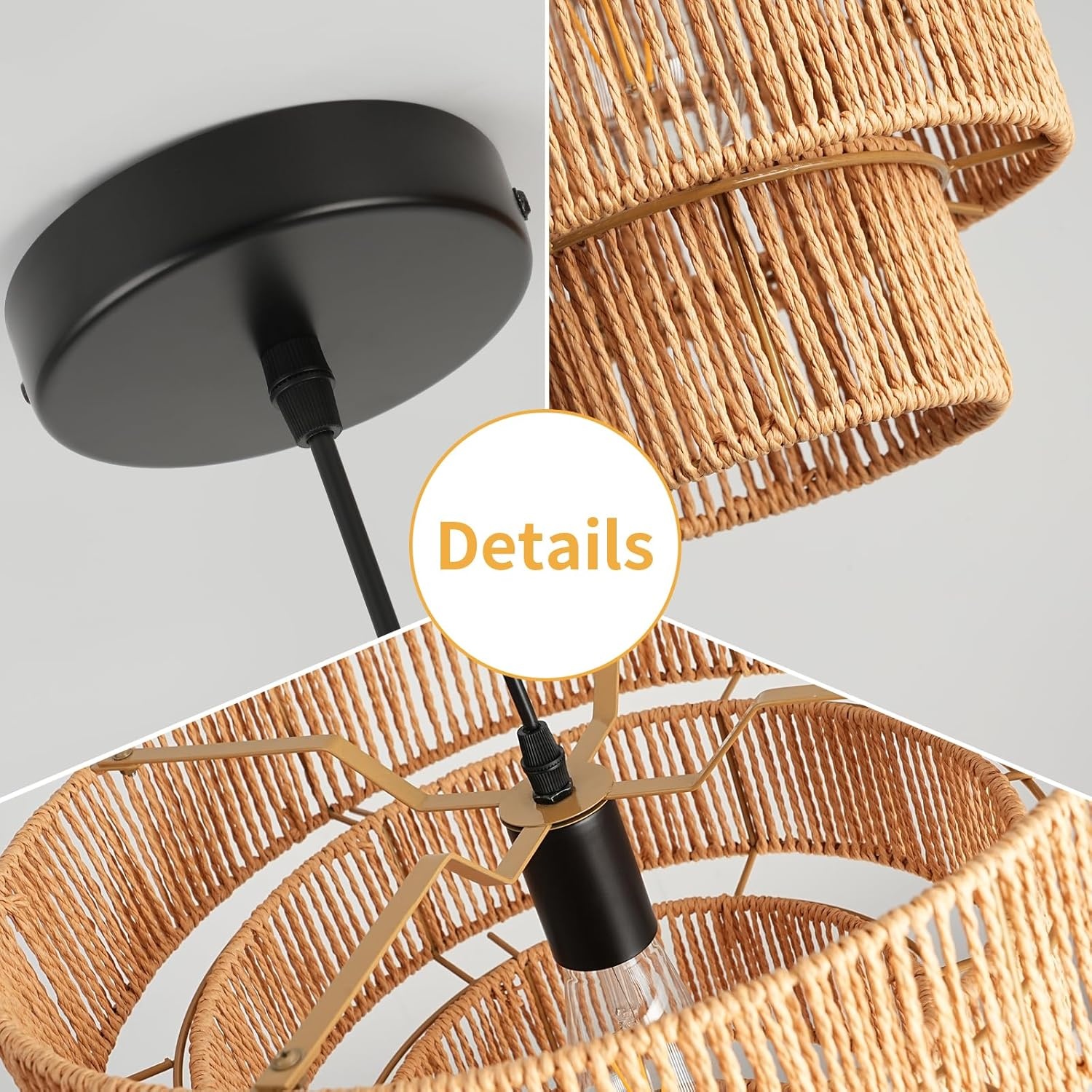 Rattan Boho Hanglamp Ø40cm E27 Verstelbaar Bruin - 29% Korting