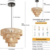 Rattan Boho Hanglamp Ø40cm E27 Verstelbaar Bruin - 29% Korting
