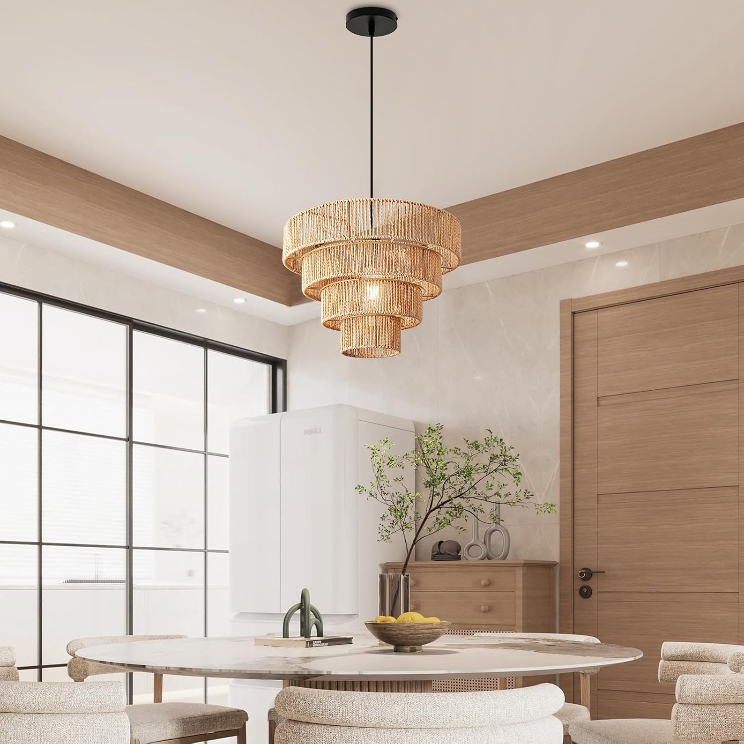 Rattan Boho Hanglamp Ø40cm E27 Verstelbaar Bruin - 29% Korting