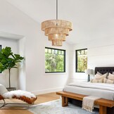 Rattan Boho Hanglamp Ø40cm E27 Verstelbaar Bruin - 29% Korting