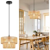 Rattan Boho Hanglamp Ø40cm E27 Verstelbaar Bruin - 29% Korting
