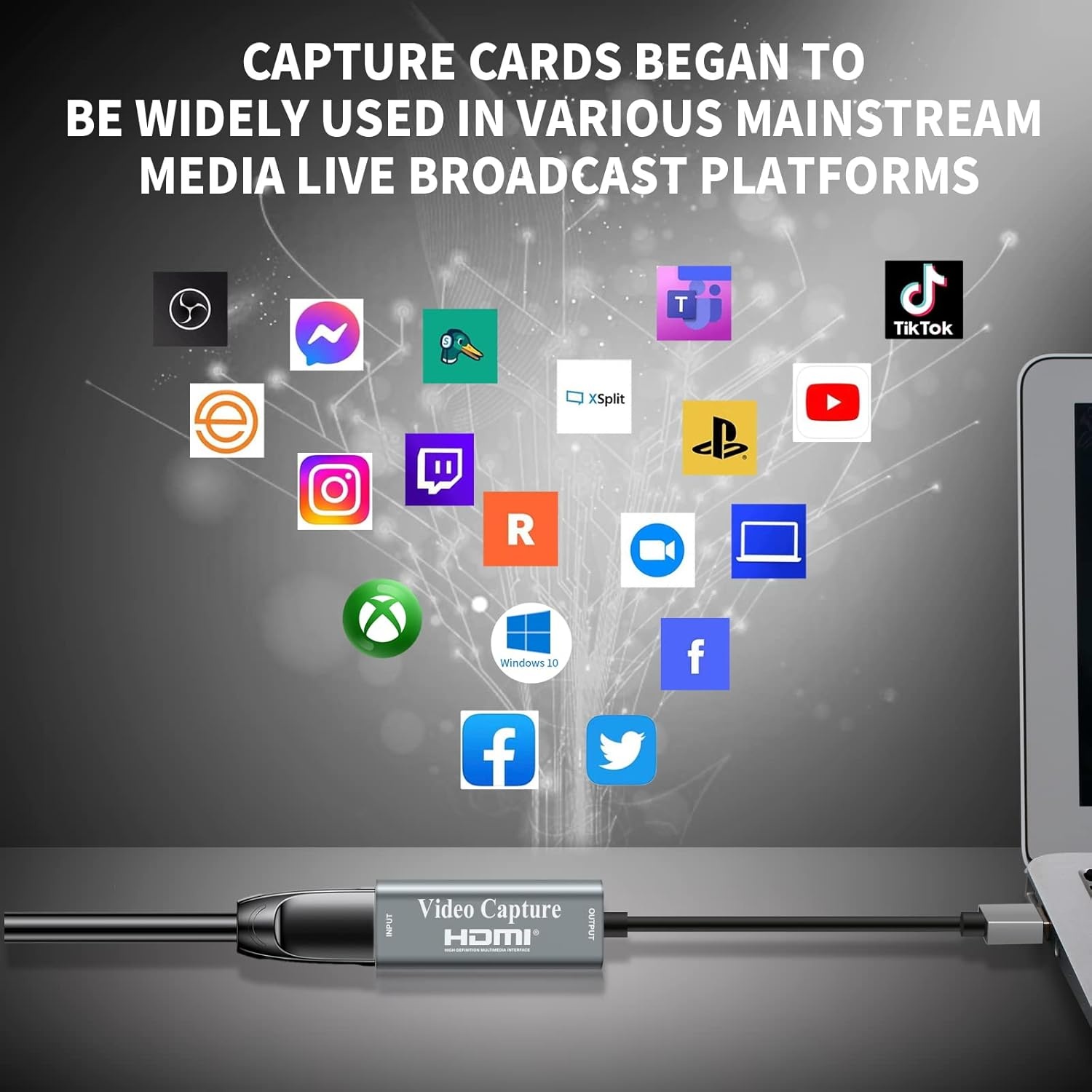 HDMI Capture Kaart 4K HDMI naar USB, 1080p Full HD Opname voor Gaming, Streaming & Online Onderwijs Zilver