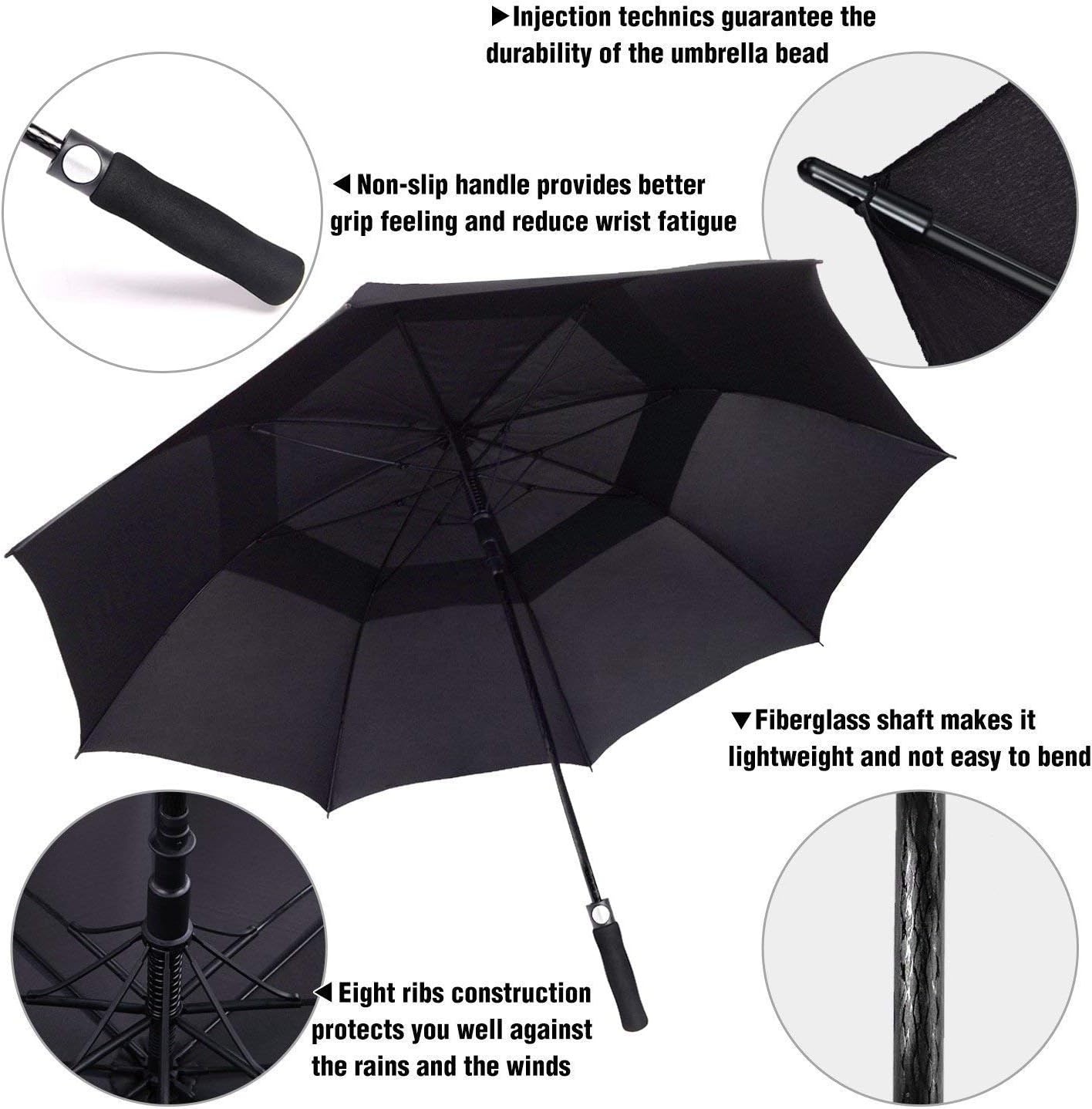 ACEIken Golf Paraplu Winddicht Extra Groot 157/173/183 cm Dubbele Canopy Automatisch Open