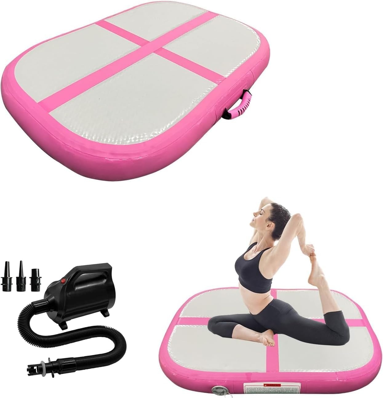 Opblaasbaar Gymnastiekblok Trainingsblok PVC 100x60x10cm met Elektrische Pomp