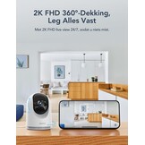 GNCC 2K 3MP Camera Beveiliging WiFi voor Binnen, 360°, IR-Nachtzicht, Twee-weg Audio, Bewegingsdetectie, APP-meldingen, Geschikt voor Baby's/Huisdieren/Familie, Compatibel met Alexa(Alleen 2,4 GHz)