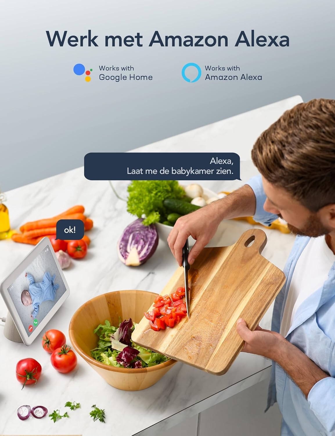 GNCC 2K 3MP Camera Beveiliging WiFi voor Binnen, 360°, IR-Nachtzicht, Twee-weg Audio, Bewegingsdetectie, APP-meldingen, Geschikt voor Baby's/Huisdieren/Familie, Compatibel met Alexa(Alleen 2,4 GHz)