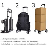 Zwarte Opvouwbare Trolley voor Rugzak met Bagageband - 35 kg draagvermogen