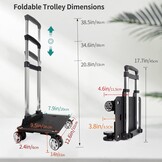 Zwarte Opvouwbare Trolley voor Rugzak met Bagageband - 35 kg draagvermogen