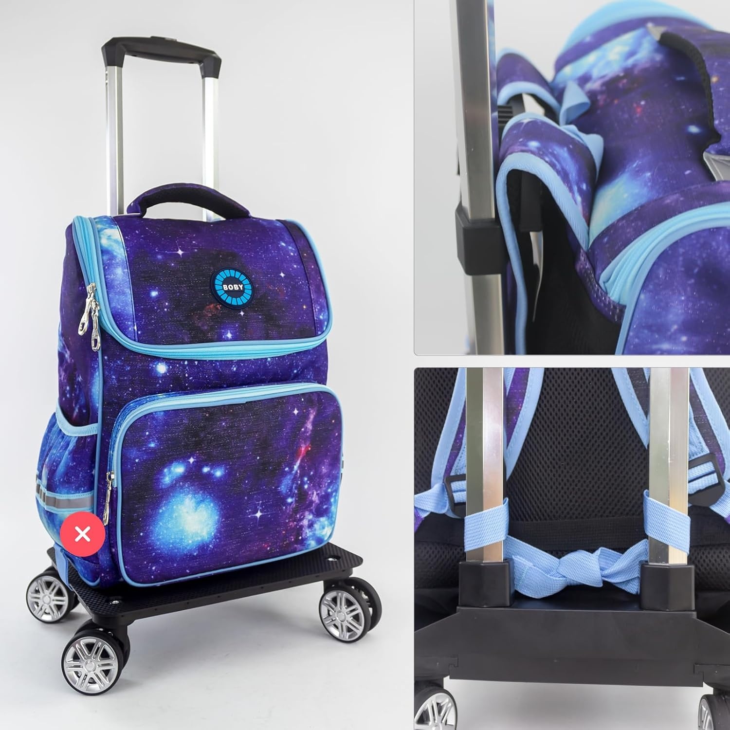 Zwarte Opvouwbare Trolley voor Rugzak met Bagageband - 35 kg draagvermogen