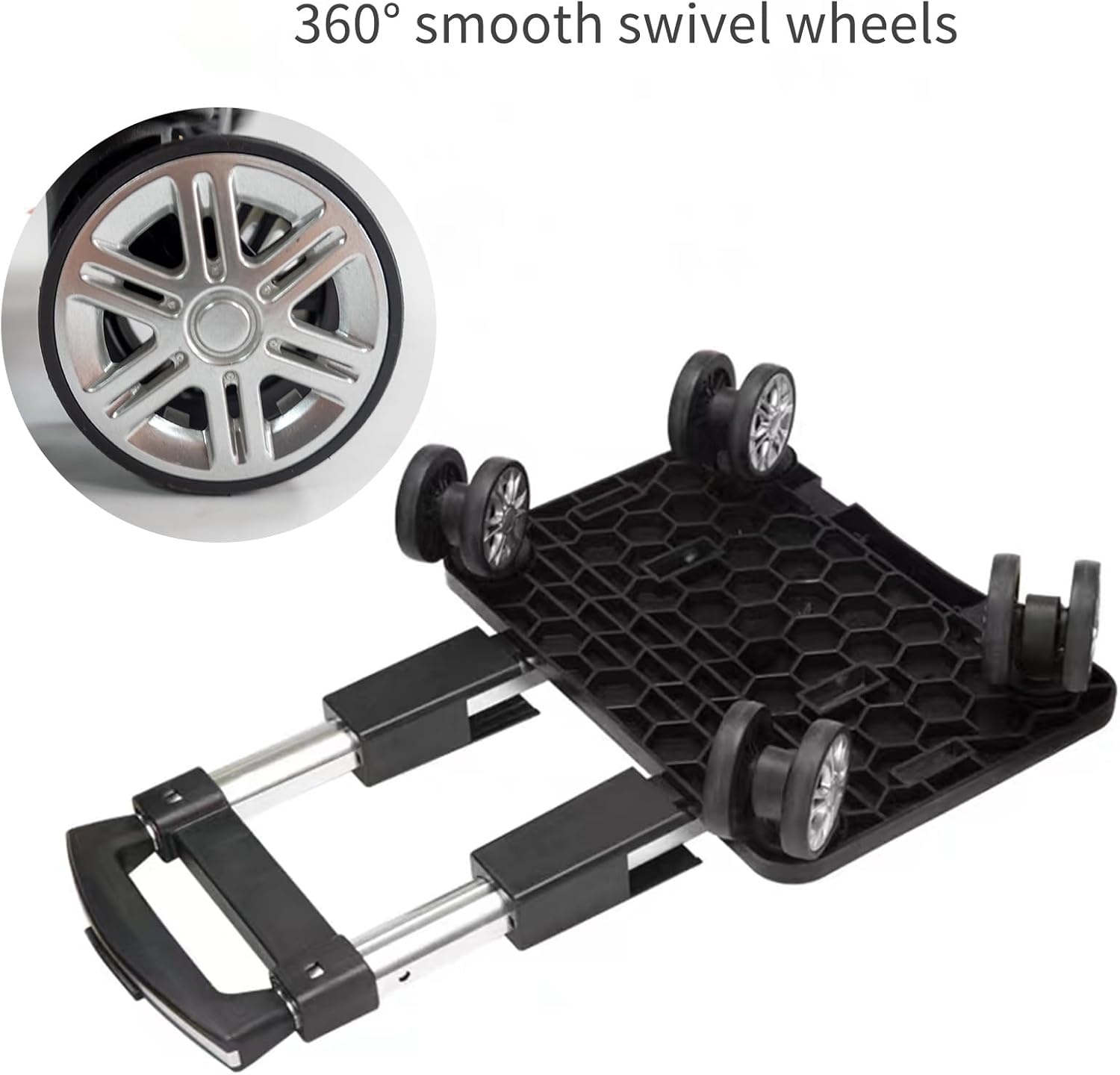 Zwarte Opvouwbare Trolley voor Rugzak met Bagageband - 35 kg draagvermogen