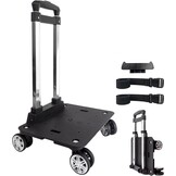 Zwarte Opvouwbare Trolley voor Rugzak met Bagageband - 35 kg draagvermogen