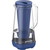 GLACIER FRESH Glazen waterfilterkan, 3 liter, 1 x actieve kool + 1 x ultrafiltratiefilter, vermindert chloor, fluoride, kalkaanslag, zware metalen zoals lood, koper, blauw